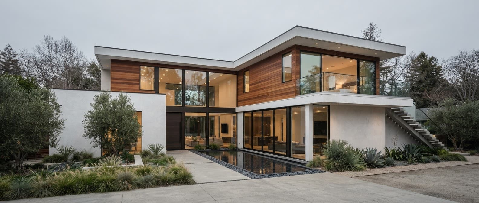 Custom modern home structural framing